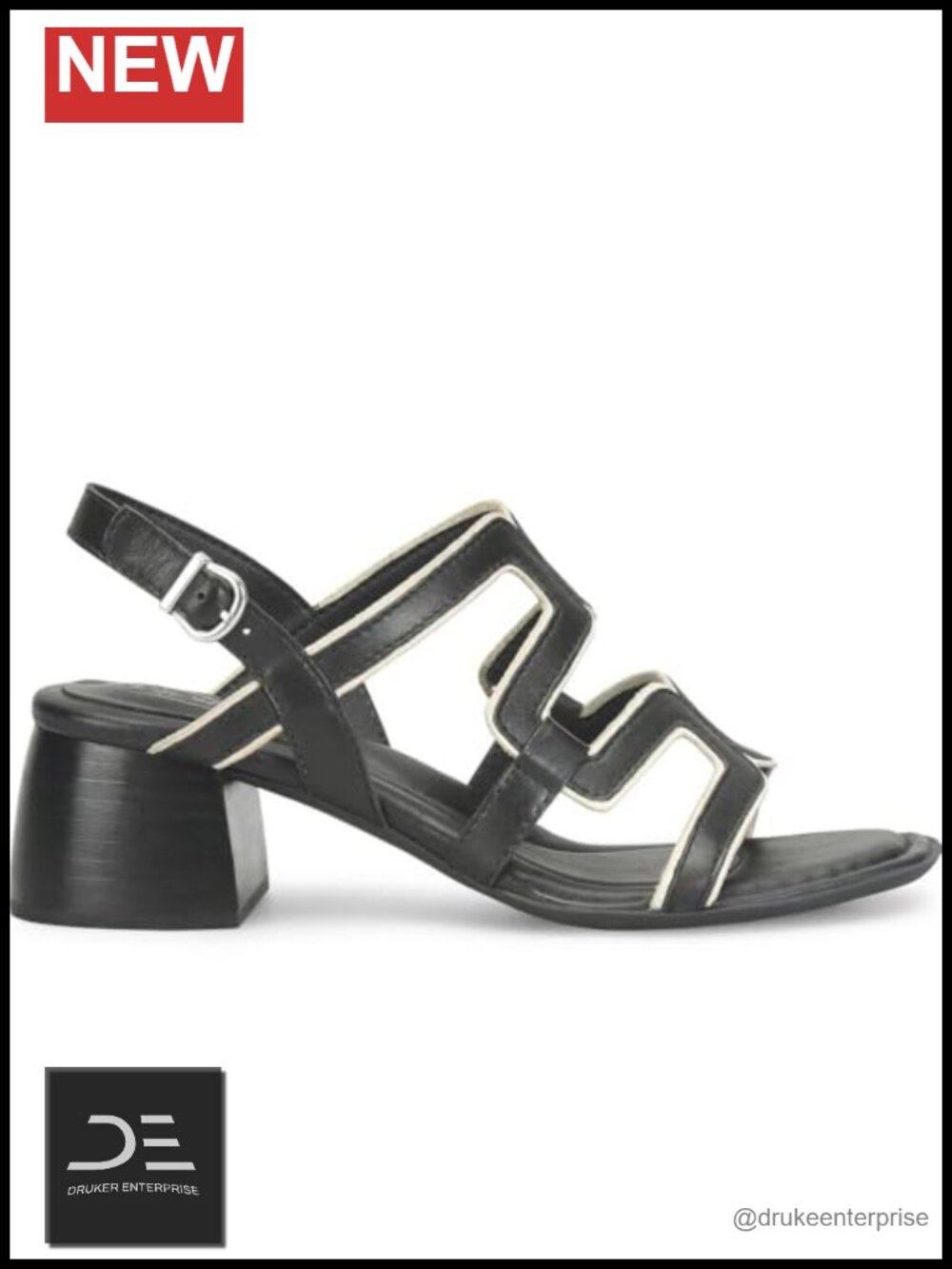 BORN Sofia Women's Block Heel Slide Sandals Leather Adjustable Hook & Loop